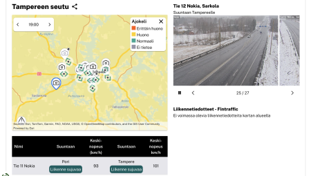 Voit louda oman koontinäkymän lähialueesi liikennetilanteesta.