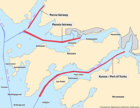 Karttakuva väyläalueista