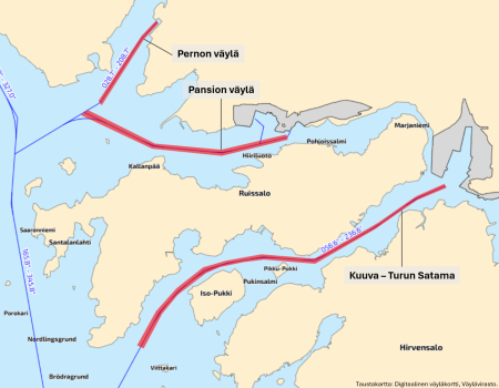 Karttakuva väyläalueista