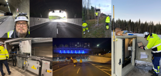 Kuvakollaasi, jossa kuvat tunnelista sekä sen ylläpidosta